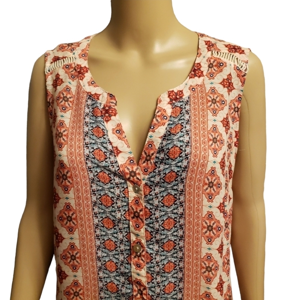 Boho Sleeveless Blouse Size L - Picture 2 of 11